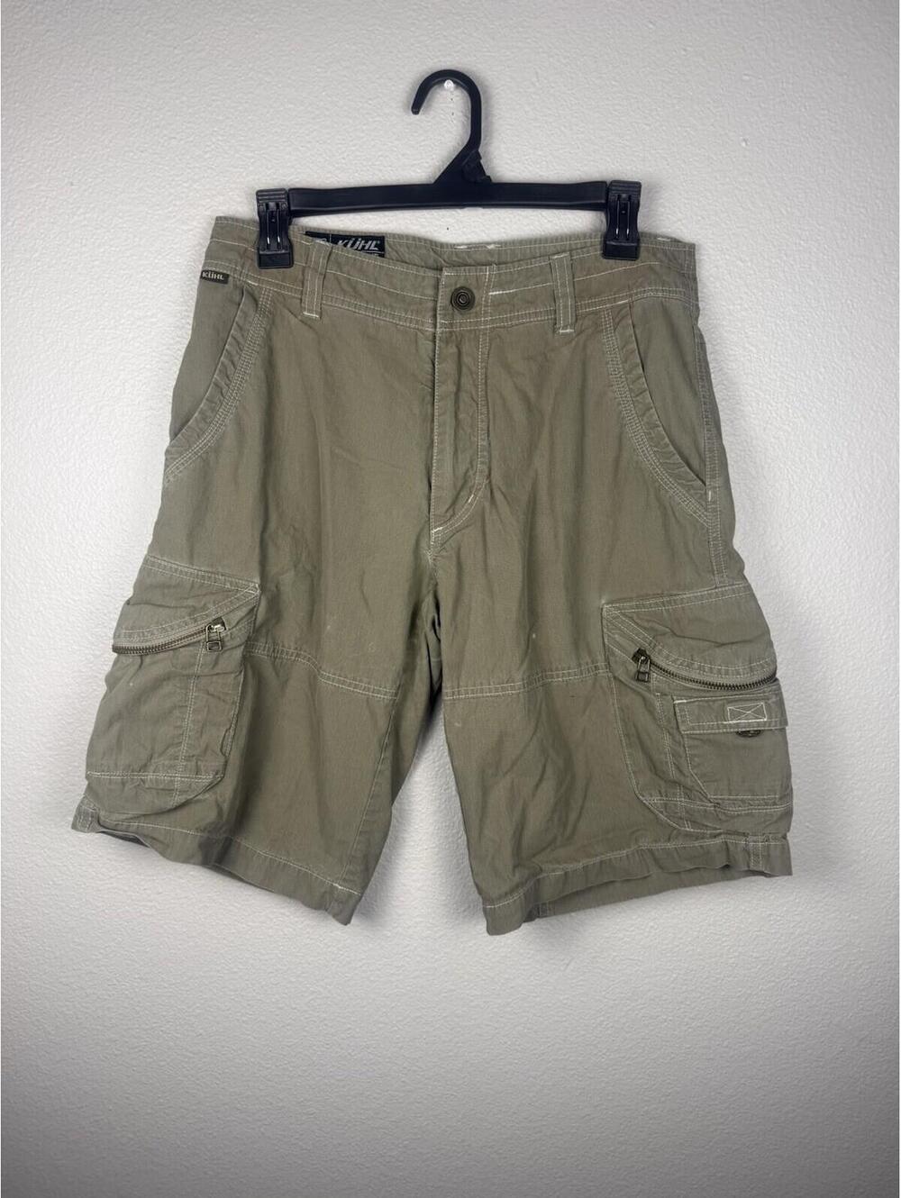 Kuhl Ambush Cargo Shorts Mens 30 Green Vintage Patina Dye Hiking Outdoors 12”